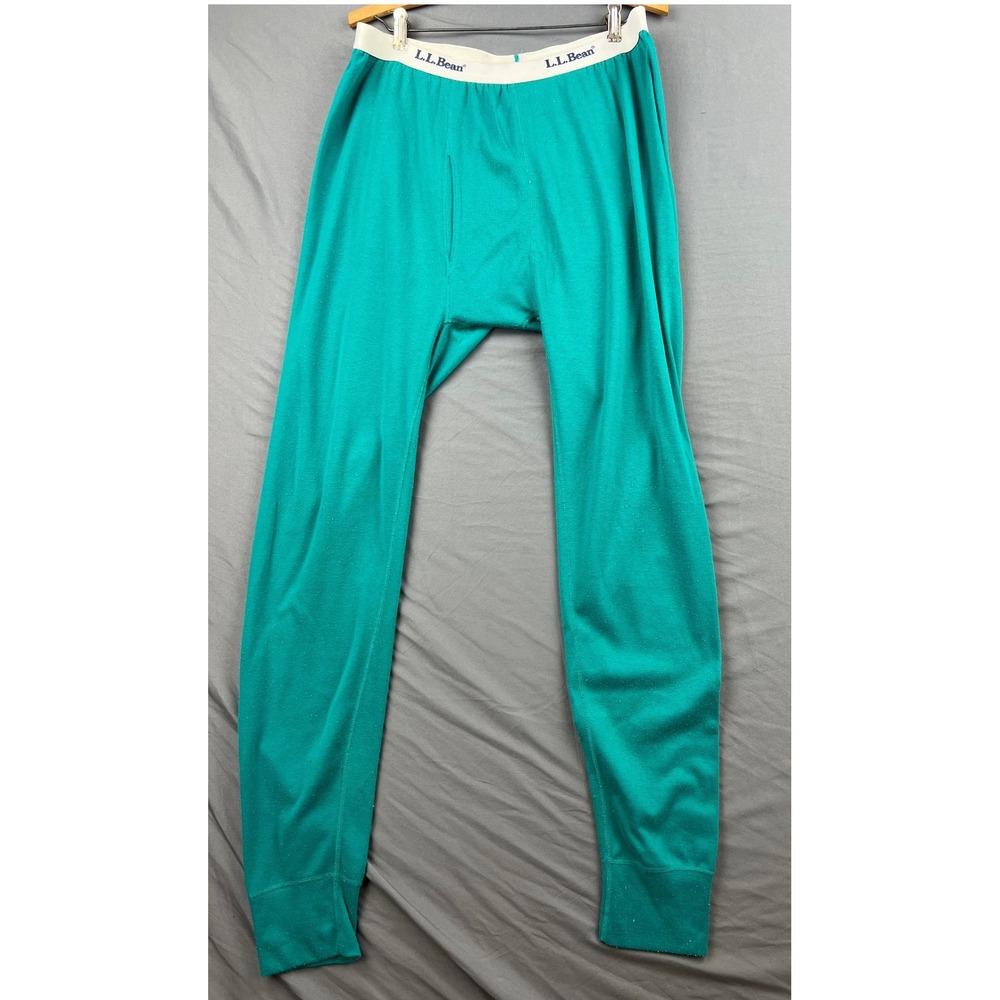 L.L. Bean Long Underwear Mens XL Vintage Teal Green Polyester Lycra Base Layer